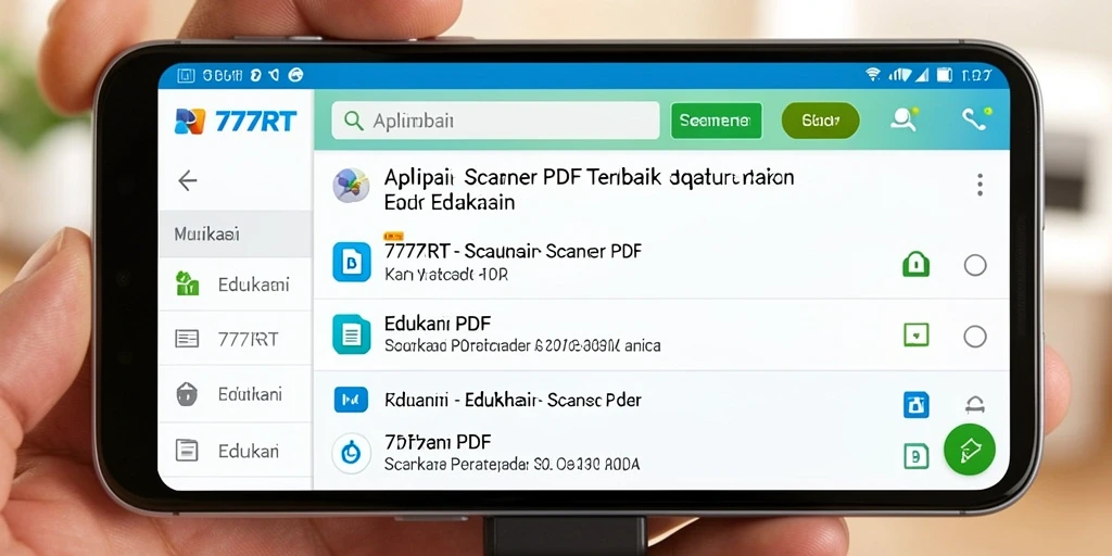 Antarmuka aplikasi Scanner PDF 777RT yang intuitif dan mudah digunakan.