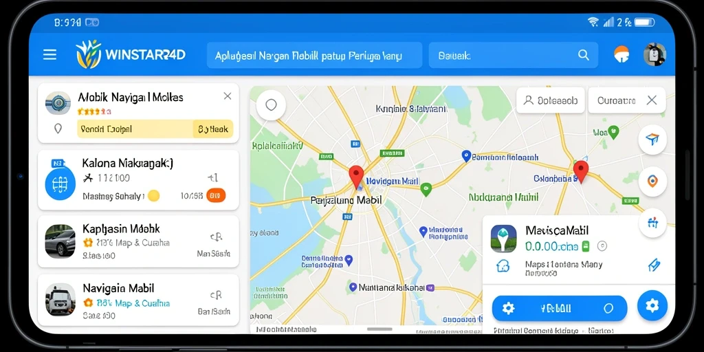 Antarmuka aplikasi WINSTAR4D menunjukkan kemudahan navigasi mobil.